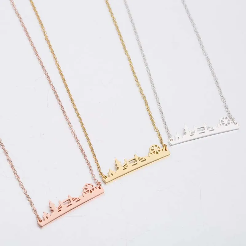 Ожерелье-чокер из нержавеющей стали с подвеской изображением лондонского моста |