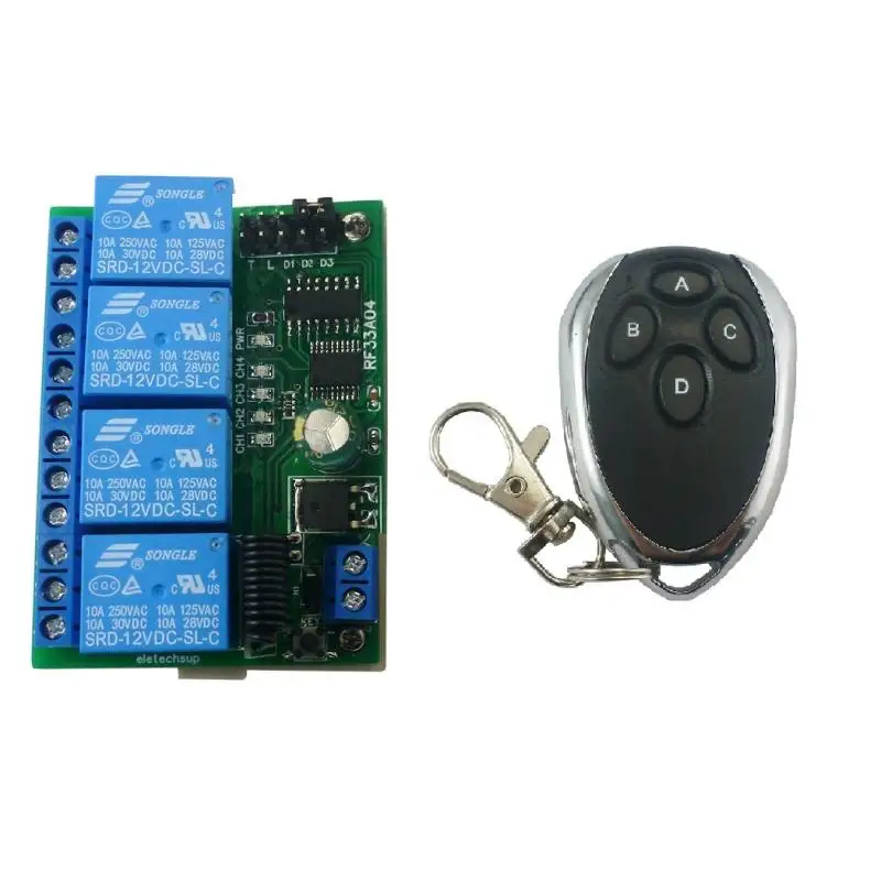 

433M 4 Key Rolling Code Keeloq Controler HCS301 Rolling Code Keyfob Transmitter Board For Door Motor Garage LED