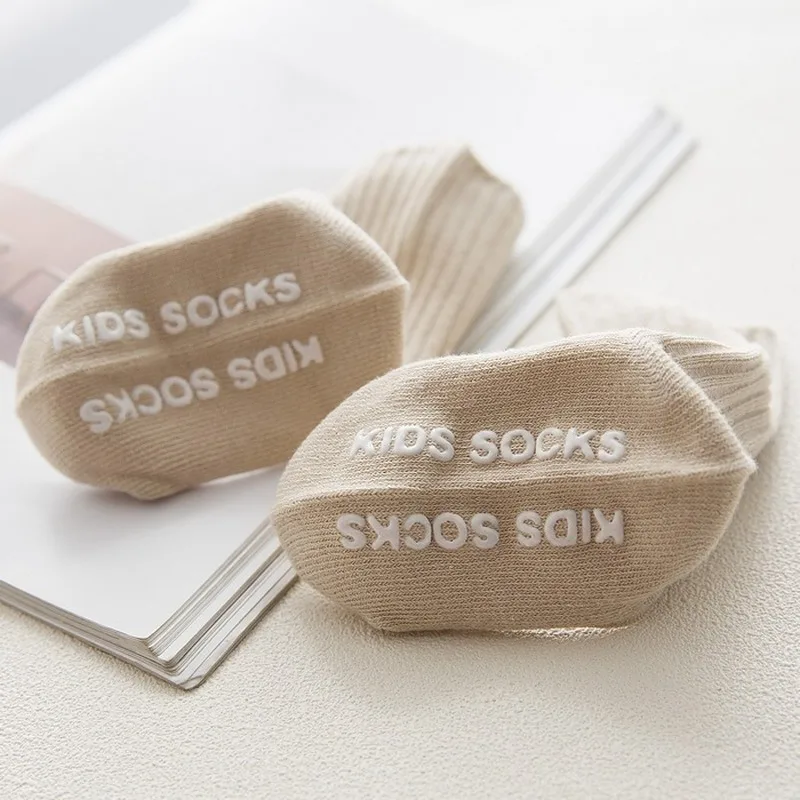 Calcetines de punto doble con rayas verticales lisas para ni&ntilde;os, primavera y verano-5