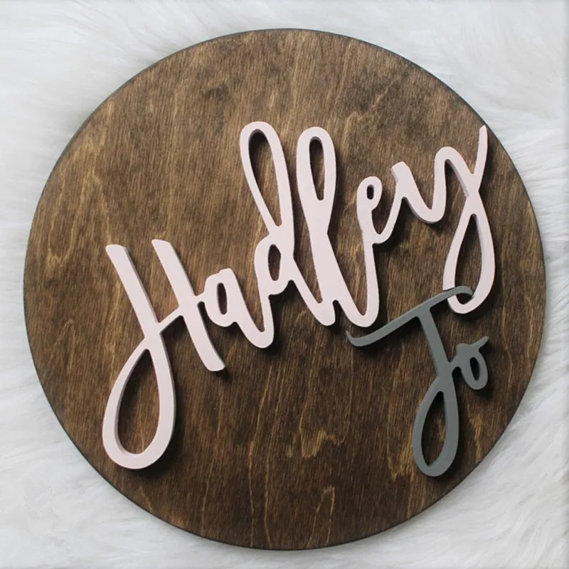 Деревянный 3d знак с именем для детской комнаты украшение гравировкой на заказ