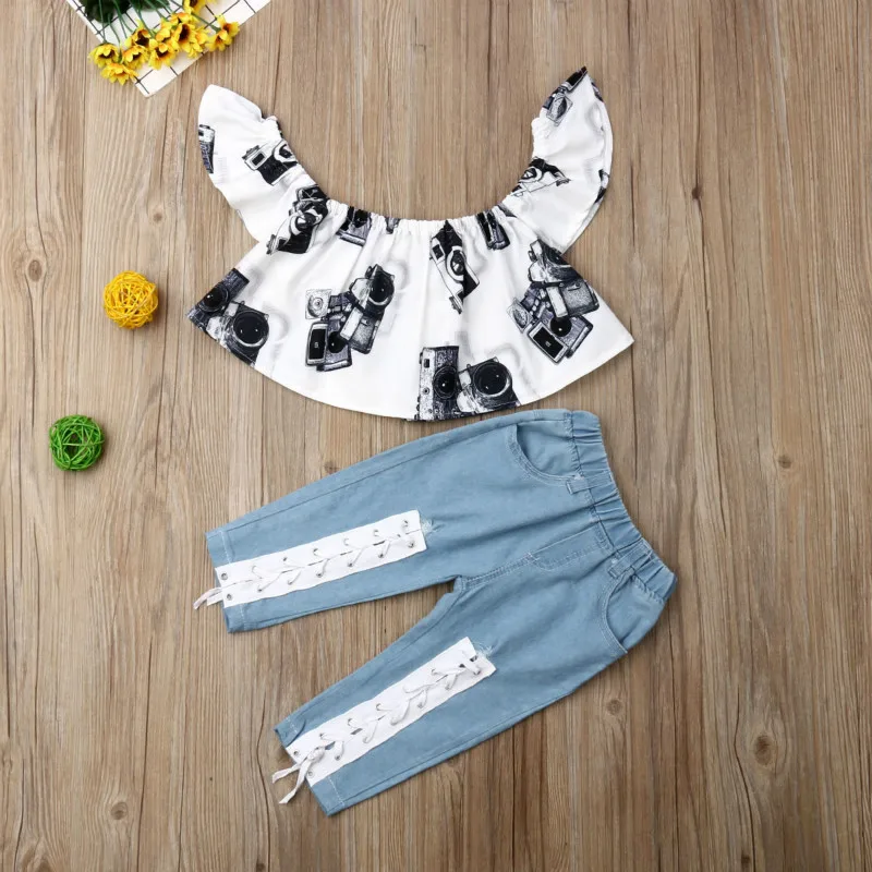 Модные детские нагрудники для маленьких девочек топы с открытыми плечами +