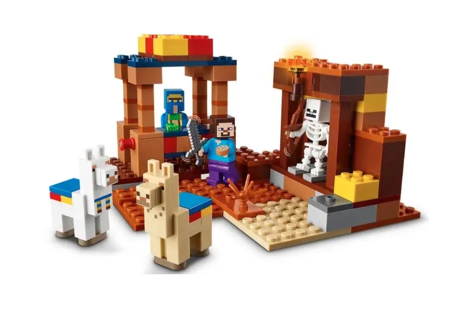 Lego minecraft 21167 the trading post отличные игрушки подарок на день рождения для детей 201 шт.