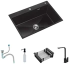 Раковина для кухни, черная, из нержавеющей стали, с одним Изливом, для мытья овощей