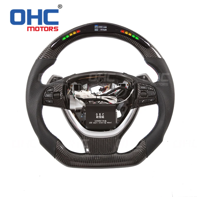 

OHC Motors 100% Real Carbon Fiber LED Performance Steering Wheel compatible for F10 F12 F01 5 6 7 Series