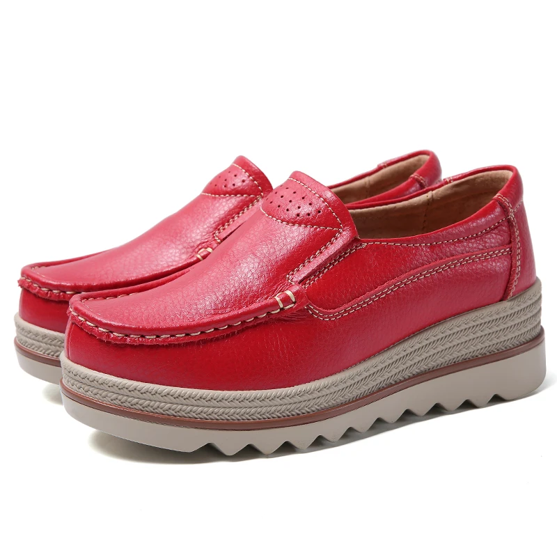 

Женские Кожаные Туфли-качалки на платформе, удобные нескользящие кроссовки для отдыха, Осень-зима 2021