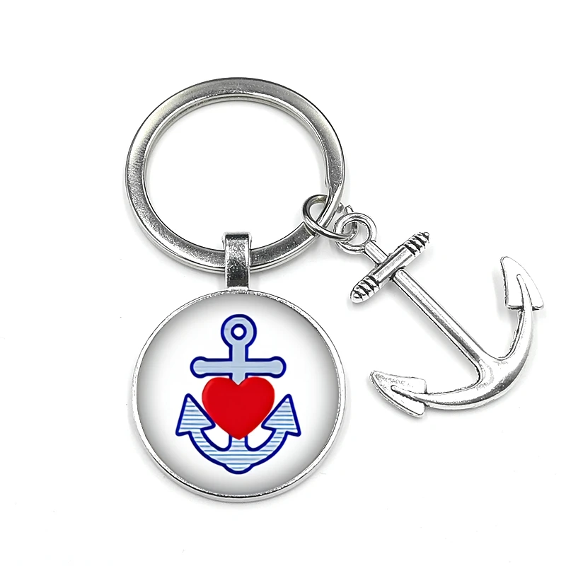 1pcs Super Keychain Gift Fashion Personality Nautical Anchor Steering Wheel Crystal Glass Convex Wallet Charm Jewellery | Украшения и