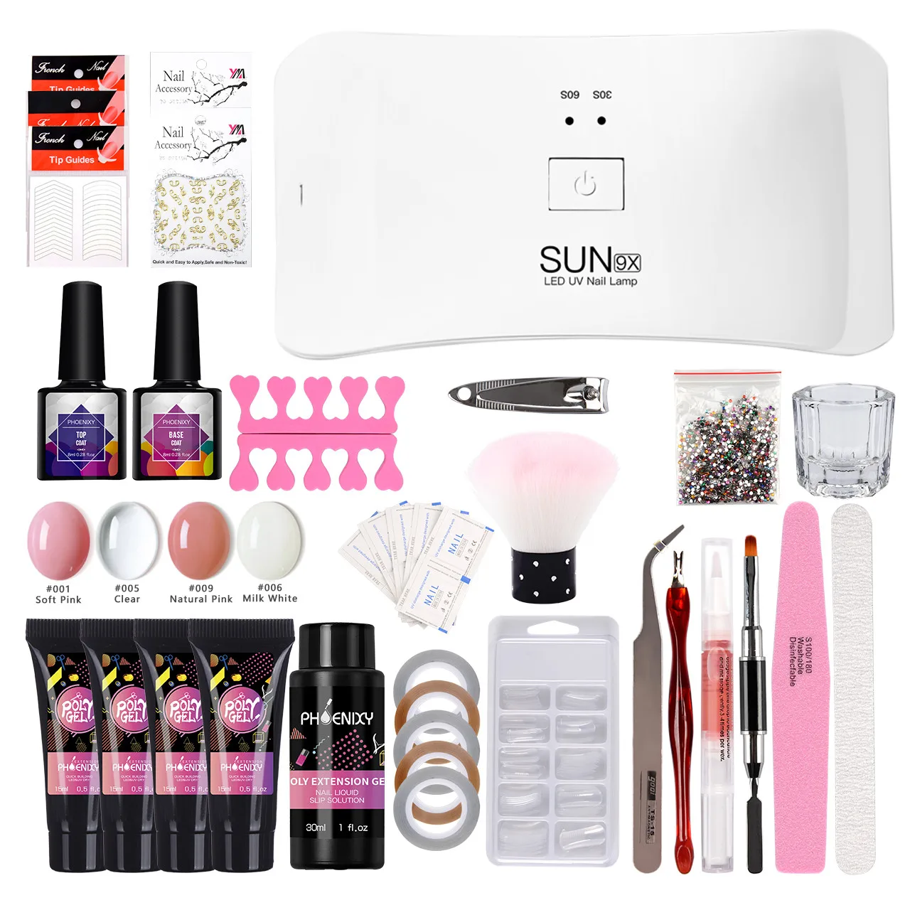 Phoenixy Polygel набор для ногтей с 54W УФ светодиодный светильник расширение гель UV Nail Art