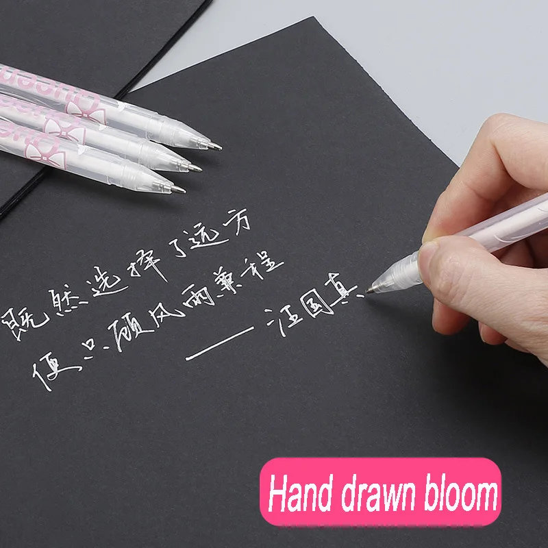 Ручка с белым цветением анимационный дизайн креативная художественная живопись