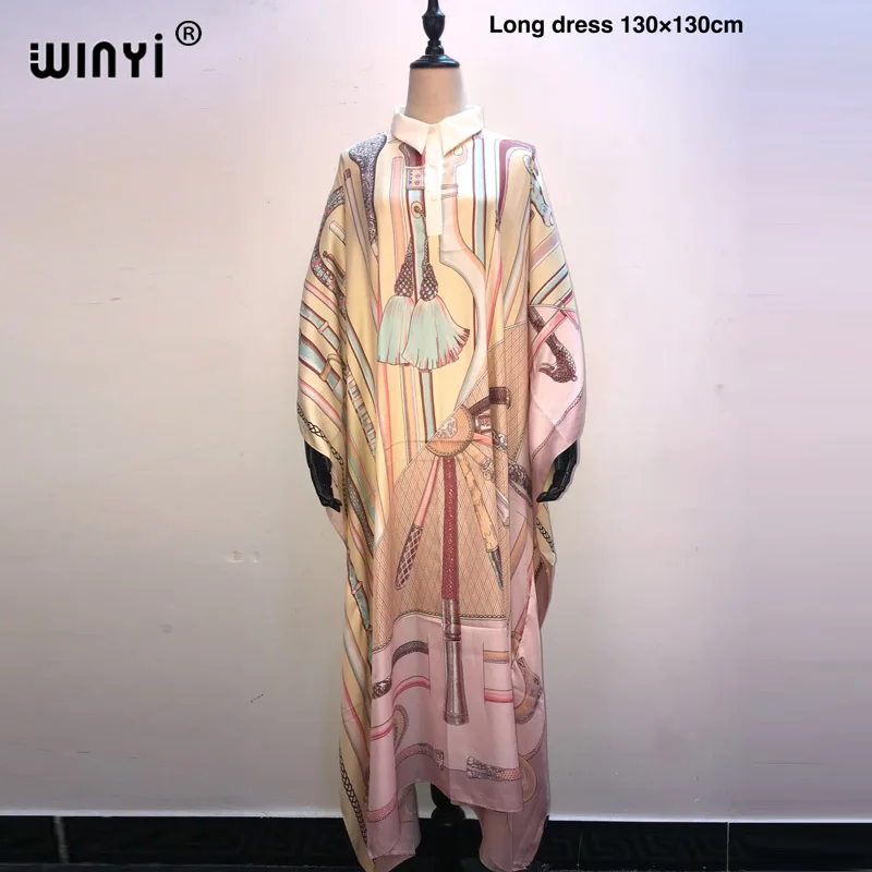 

African Dashiki Dress Print Bohemia Silk Scarf Hijab Loose Elegant Muslim Abaya Bazin Robe Gowns Broder Riche Sexy Lady Party