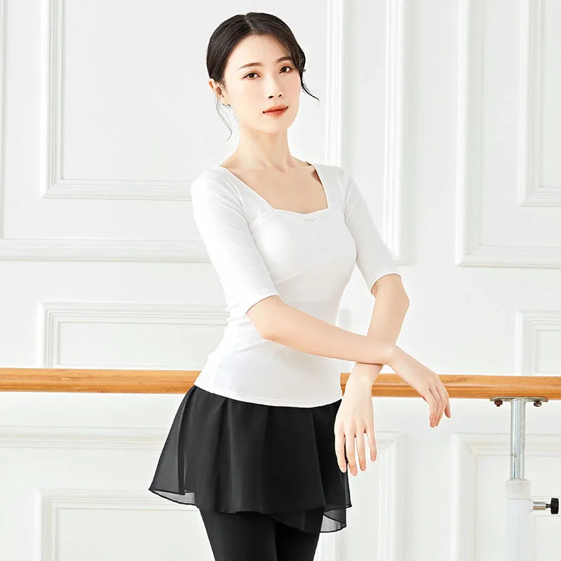 

Women Dance Tops Ballet T shirt Adult Crop Tops Modern dance Clothes Dancewear Warm up Costumes