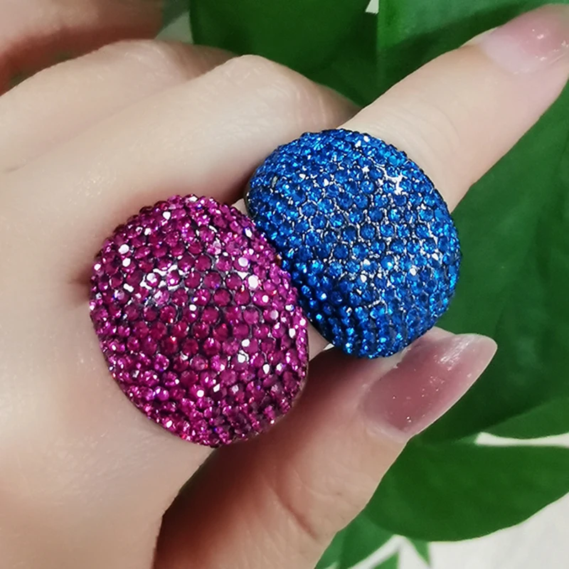 KIOOZOL luxury full CZ stones half ball big rings for women party wedding ring accessories fashion jewelry 2021 ZD1 KB1 images - 6