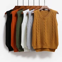 peonfly knitwear sweater vest women sleeveless v neck soild spring autumn new korean loose casual knitted womens jumper green