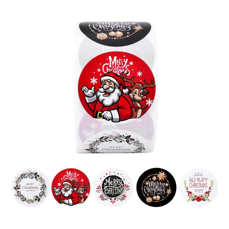 

1 Набор наклеек на Рождество, милые животные, снеговик, дерево, декоративные наклейки, Упаковочная Подарочная коробка, этикетка, рождественс...