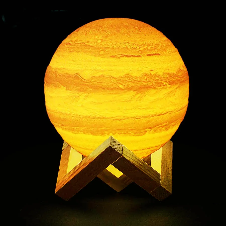 Перезаряжаемые 3D принт Юпитер лампа Ночной светильник луна светильник сенсорный кран пуш-ап Pat USB для Спальня Детский подарок