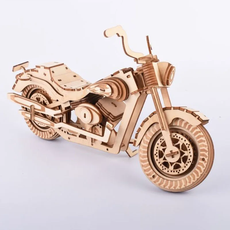 

Vehicle Series Motorcycle Laser-Cut DIY Wooden Jigsaw 3D Assembly Model Toys For Children's Birthday Presents Educational Toys