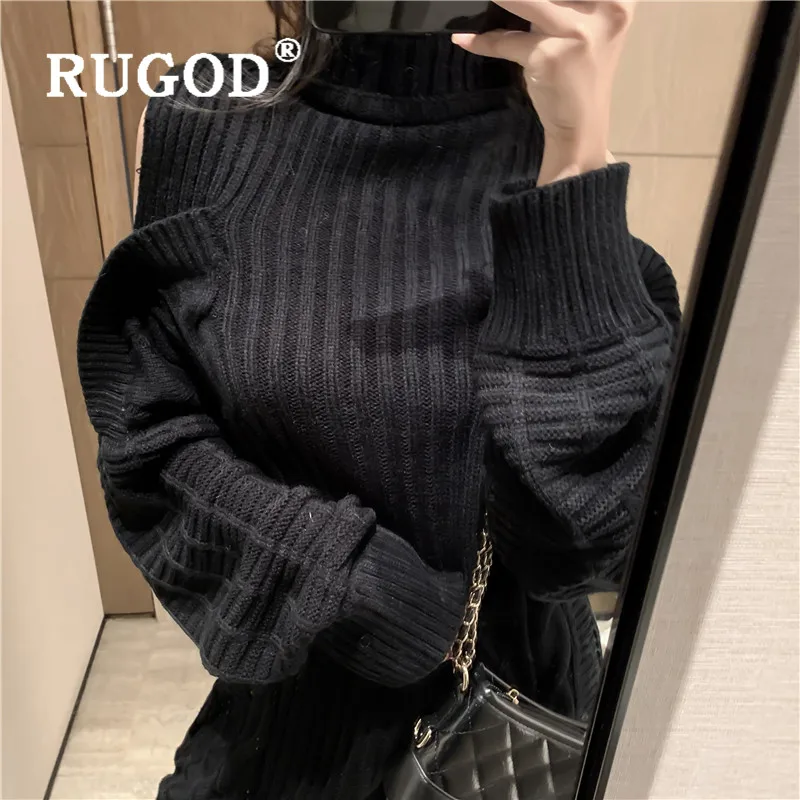 RUGOD/повседневное платье макси в Корейском стиле с открытыми плечами ретро Топ