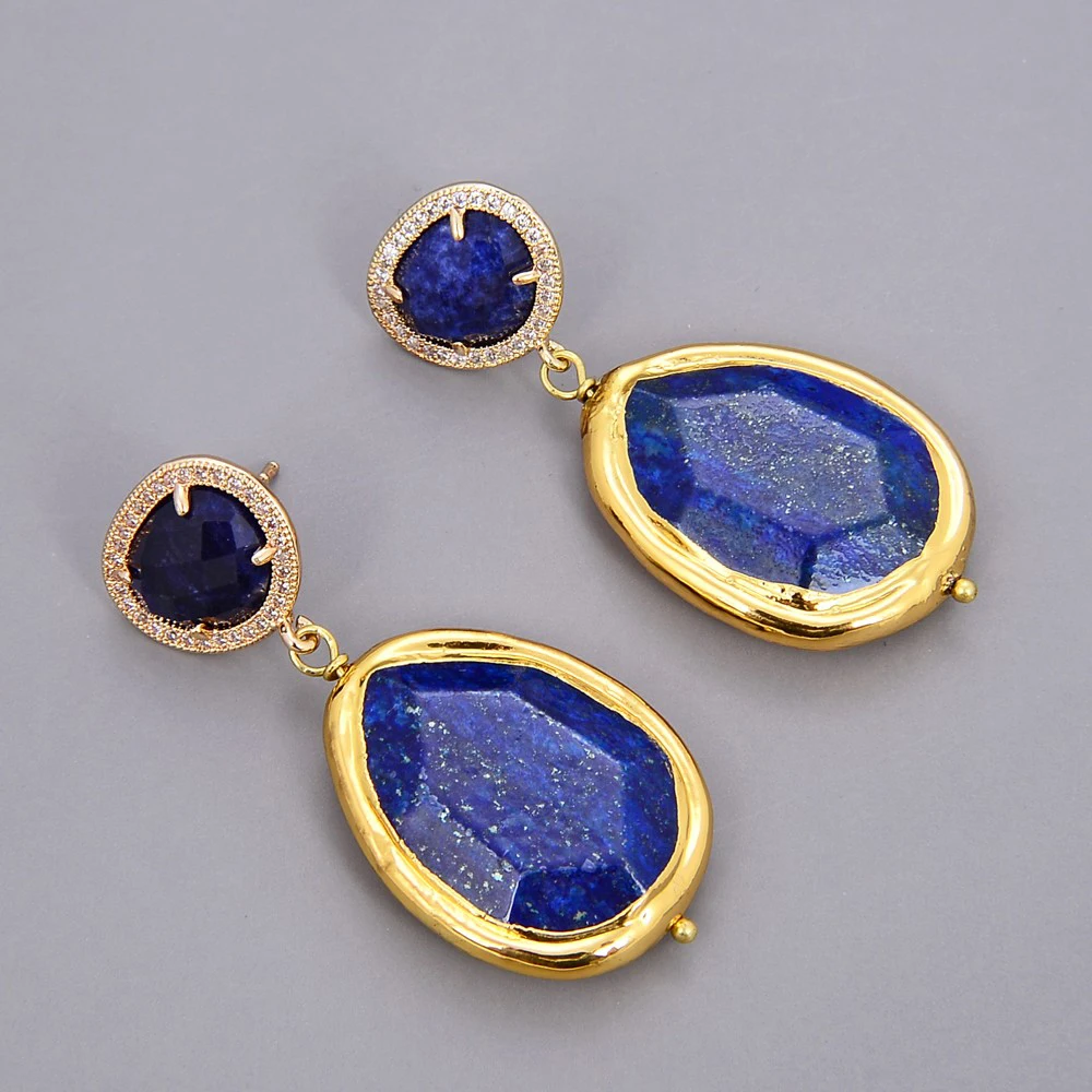 Серьги-гвоздики с покрытием из натурального лазурита