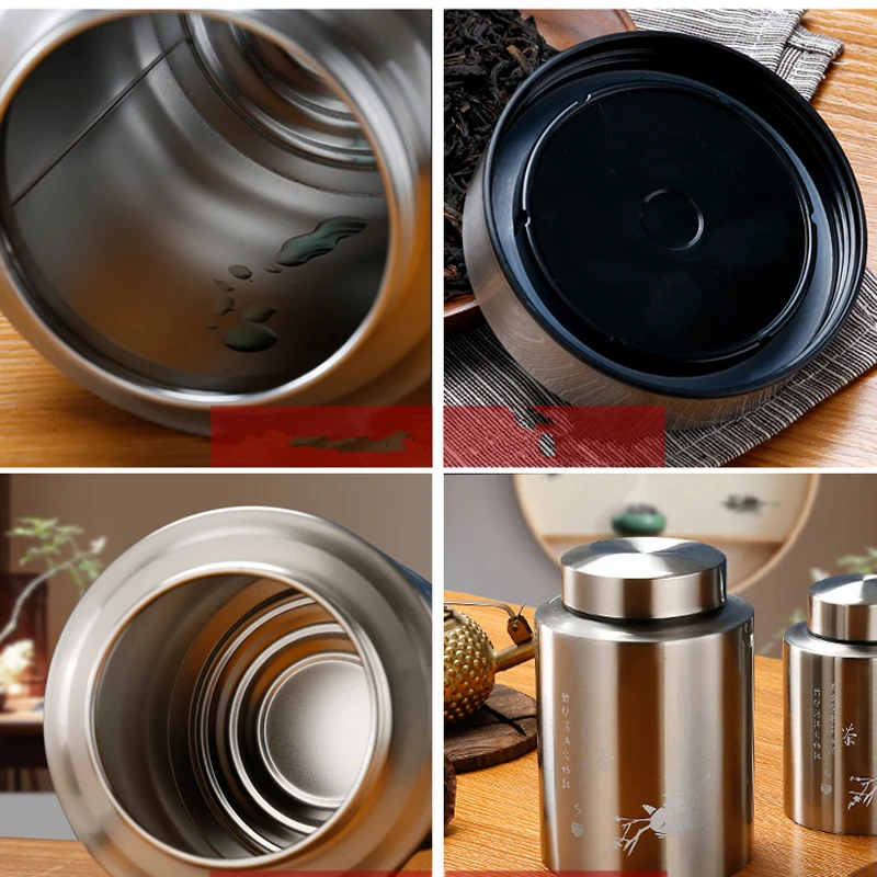 Metal Tea Jar Round Box With Lid Sealed Kitchen Food Container Caddy Coffee Sugar Storage Cans Stainless Steel Organizer | Дом и сад