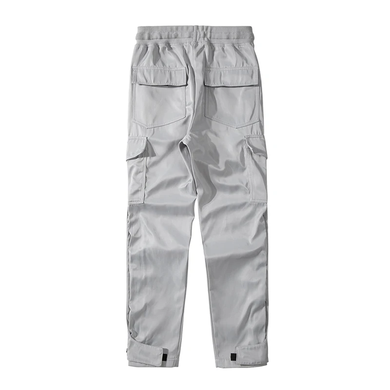 

Ribbons Streetwear Side Button Casual Trousers Mens Oversize Elastic Loose Pockets Cargo Pants Hip Hop Baggy Jogger Track Pants