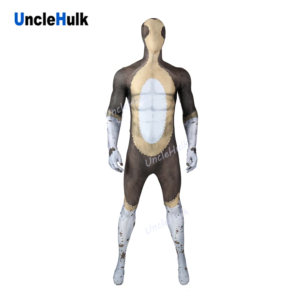 Коричневый боди с изображением собаки Zentai комбинезон из лайкры костюм на