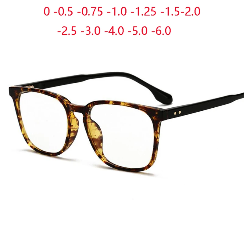 

0 -0.5 -0.75 To -6.0 Blue Light Blocking Leopard Frame Square Myopia Glasses Finished Women Men TR90 Prescription Spectacles