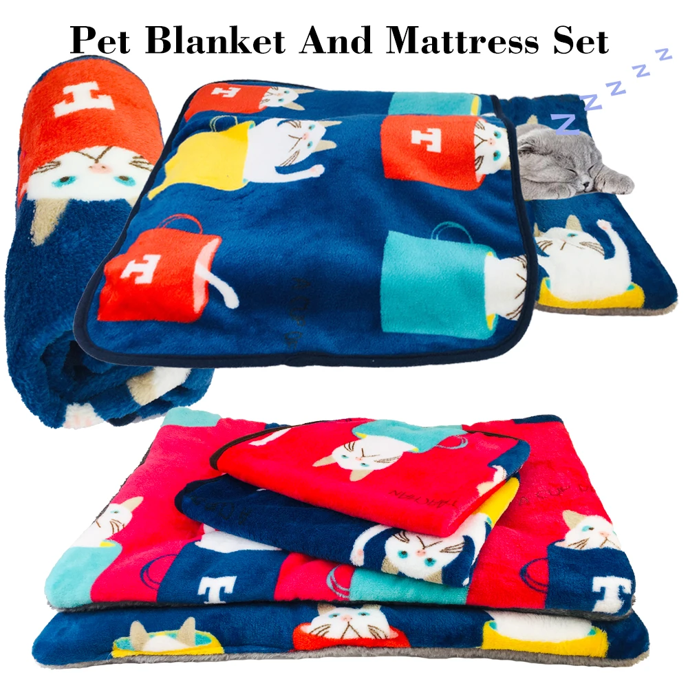

Pet Mat Cat Flannel Blanket Pet Bed Bedding Warm Sofa Mat Bath Towel Blanket Cat Nest Soft And Comfortable Sleeping Mat Seeyea