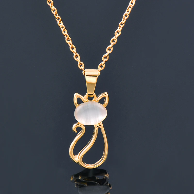 

KIOOZOL OPAL stone Gold Silver Color White Gold Plated Choker Necklace For Women Animal Style Jewelry Accessories 205 DP1