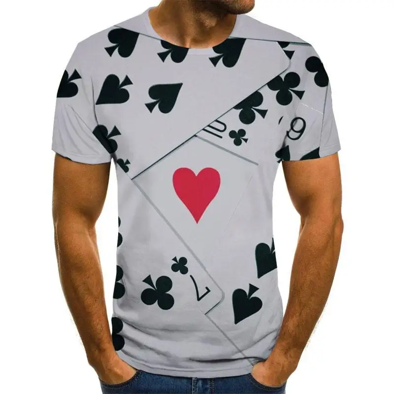 

Фирменная футболка для покера, одежда для игральных карт, азартные игры, рубашки, футболка Лас Вегаса, одежда, топы, Мужская забавная 3d футбо...