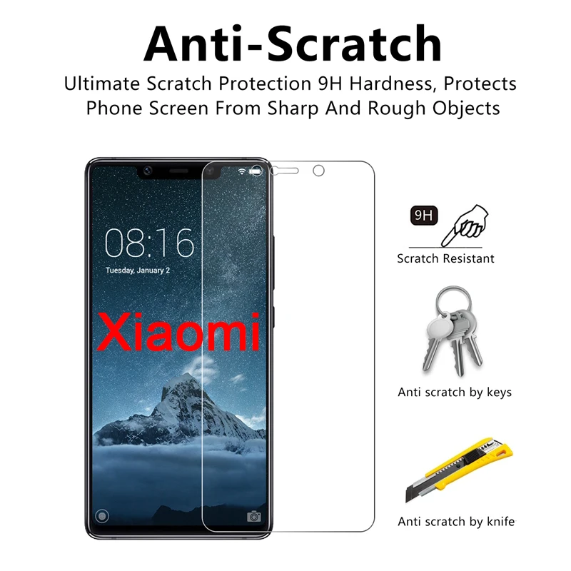 2 шт твердое стекло для Xiaomi Mi Mix 2S 3 Note закаленное Max CC9e CC9 защитная пленка |