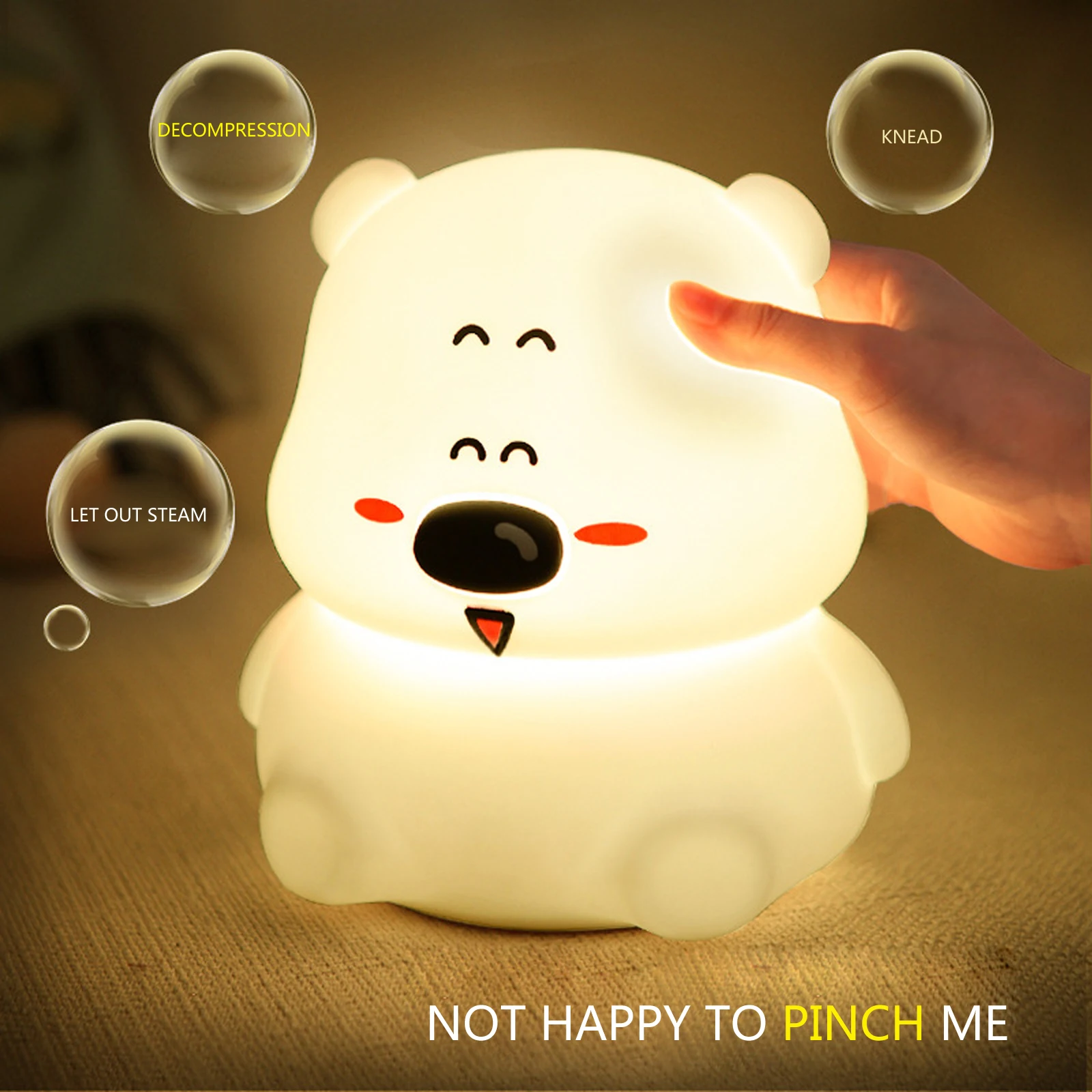 

Little Bear Led Eye Protection Lamp USB Rechargeable Colorful Bedside Light College Dormitory Desk Burner