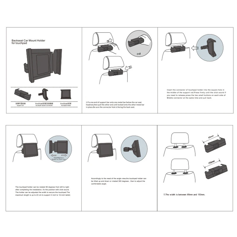 Car Phone Tablet Headrest Bracket 360 Degree Rotation Joint Rear Seat Mobile Pad |