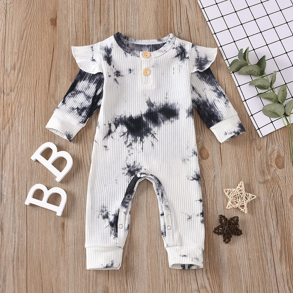 Осень 2020 комбинезон для новорожденных малышей с длинными рукавами и оборками