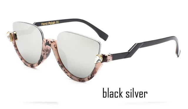 6-Black Silver Новые женские брендовые дизайнерские Винтажные Солнцезащитные очки с полуоправой для женщин, сексуальные солнцезащитные очки кошачий глаз, модные ретро очки - Цвет линз: 6-Black Silver