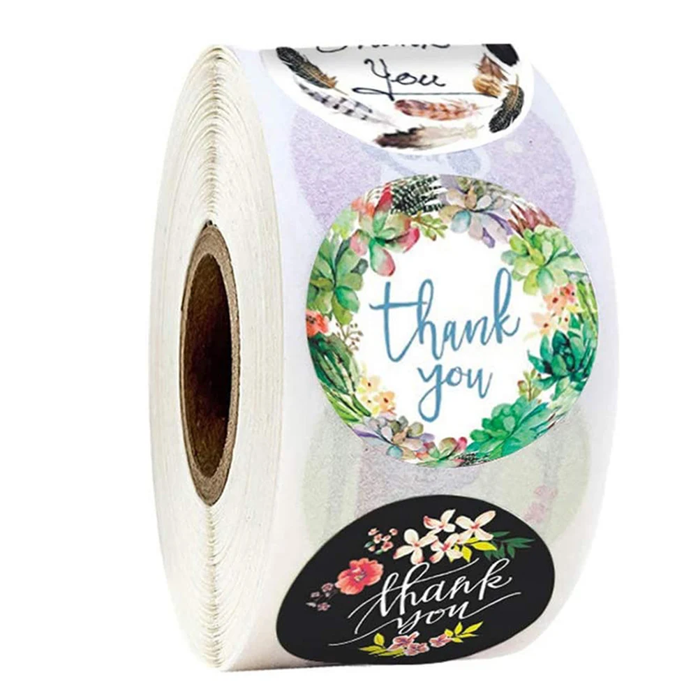 

50-500pcs Thank You Stickers Round Floral Sealing Labels Sticker 1.5inch For Wedding Party Cards Envelope Stationery Decoration