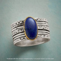 beautiful blue lapis lazuli gemstone 925 sterling silver spinner ringmeditation yoga ringgift ring