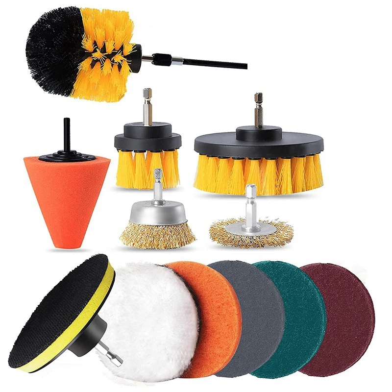 

Набор насадок для дрели 13 шт., скруббер с дополнительной проволокой и коническими щетками для автомобилей, плитки, ванной комнаты, кухни
