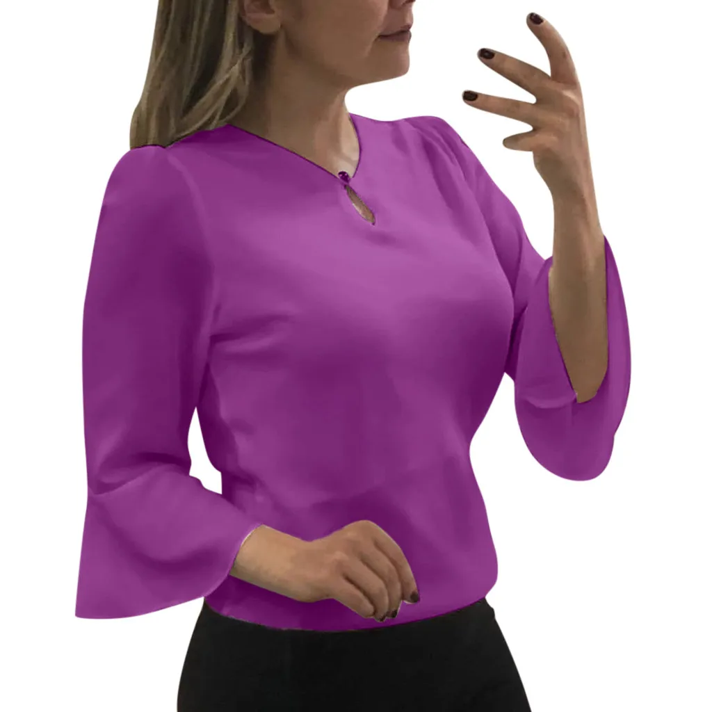 Женская blusas mujer de moda 2019 короткая Офисная Рабочая одежда рубашки с v образным