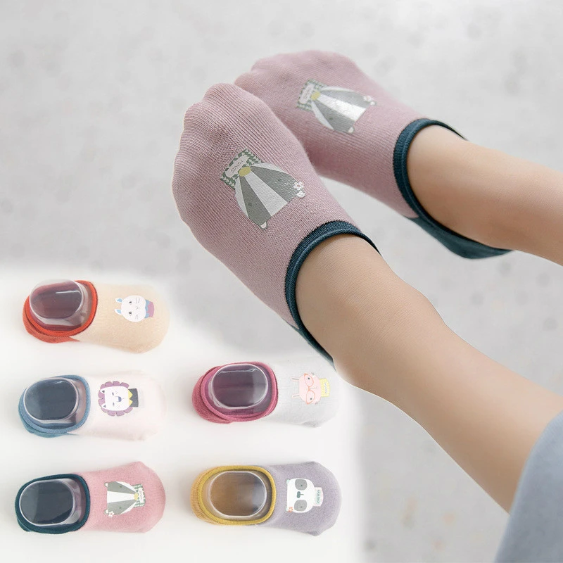 5 пар/лот детские носки лодки с принтом животных невидимки из хлопка унисекс