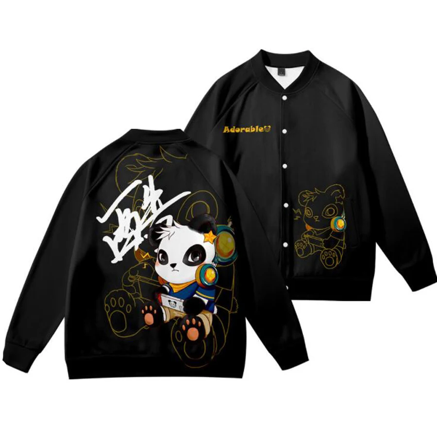 

Cute Animal Panda 3D Print Zip Up Baseball Jacket Men Bomber Jacket Outerwear Streetwear Hip Hop Hipster Baseball Uniform Coats