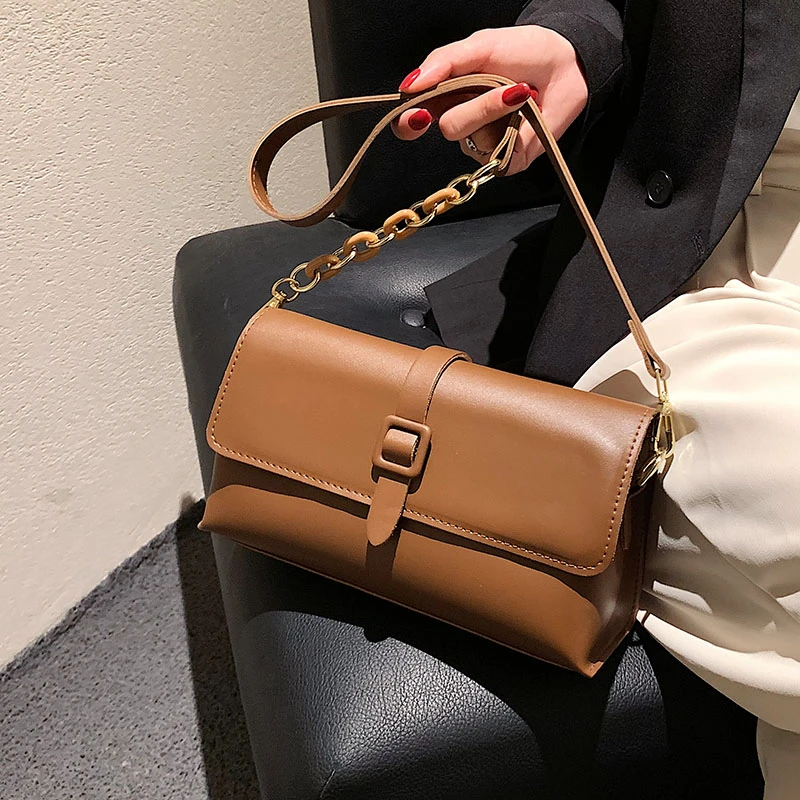 

Дизайнерские однотонные сумки через плечо из искусственной кожи для женщин, модель 2021 дюйма, кошелек, сумка-мессенджер, сумка для покупок