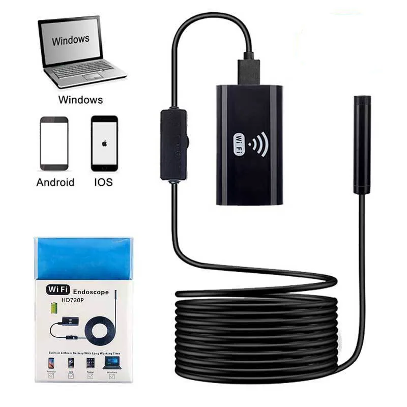 Камера Эндоскоп HD720P с объективом 8 мм и Wi Fi Водонепроницаемый Бороскоп мягким или