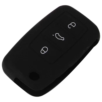 black 10x силиконовый для ключа автомобиля чехол для Volkswagen VW гольф Бора для Golf, jetta, Polo Passat; Skoda Superb Octavia Fabia сиденье Ibiza Leon оболочки - Название цвета: black