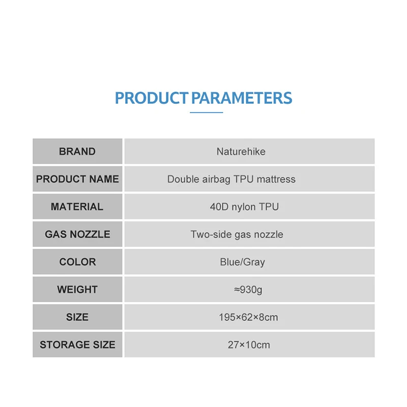 Туристический надувной матрас Naturehike нейлоновый портативный легкий двойной