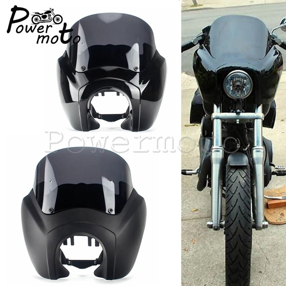 

For Harley Dyna Headlight Cover 9" Windshield Windscreen Fairing For Low Rider Fat Street Bob Wide Super Glide FXR Headlamp Mask