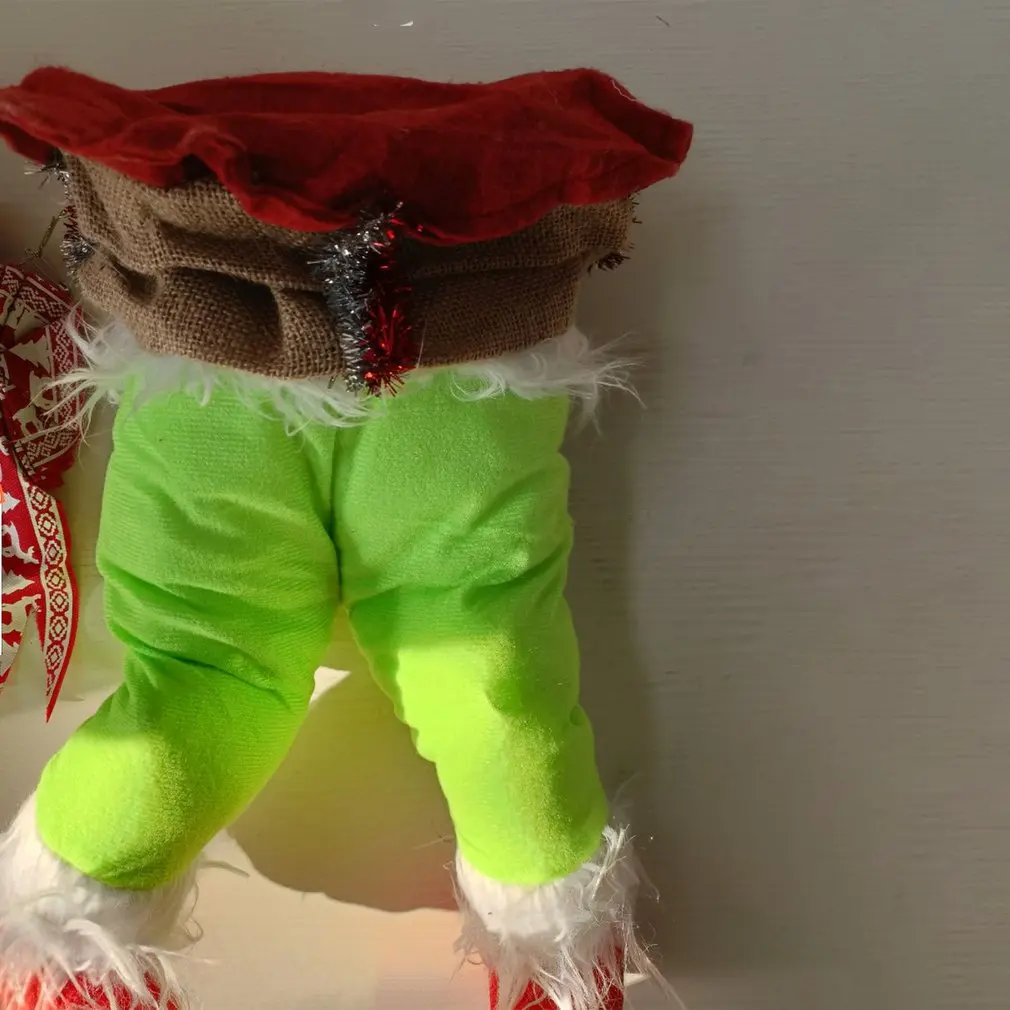 

Christmas Thief Wreath Happy Wreath Burlap Wreath Postural Plush Leg Jute Rope For Front Door Holiday Room
