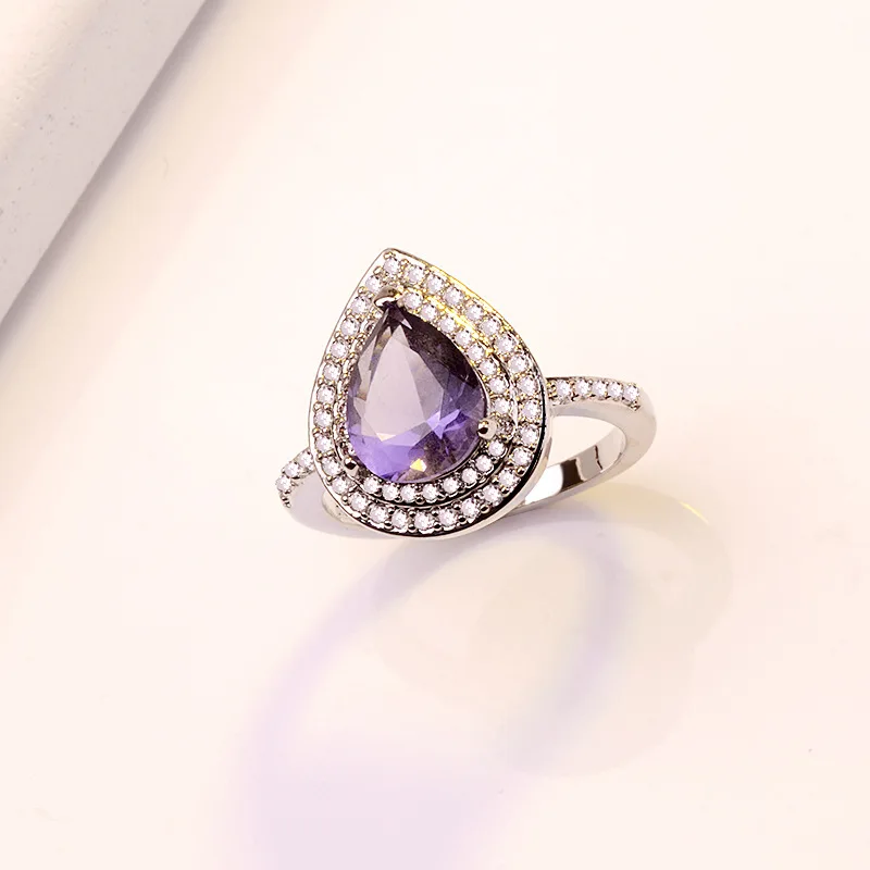 Женское кольцо с цирконием Anillos Yuzuk розовое зеленое красное ювелирное изделие