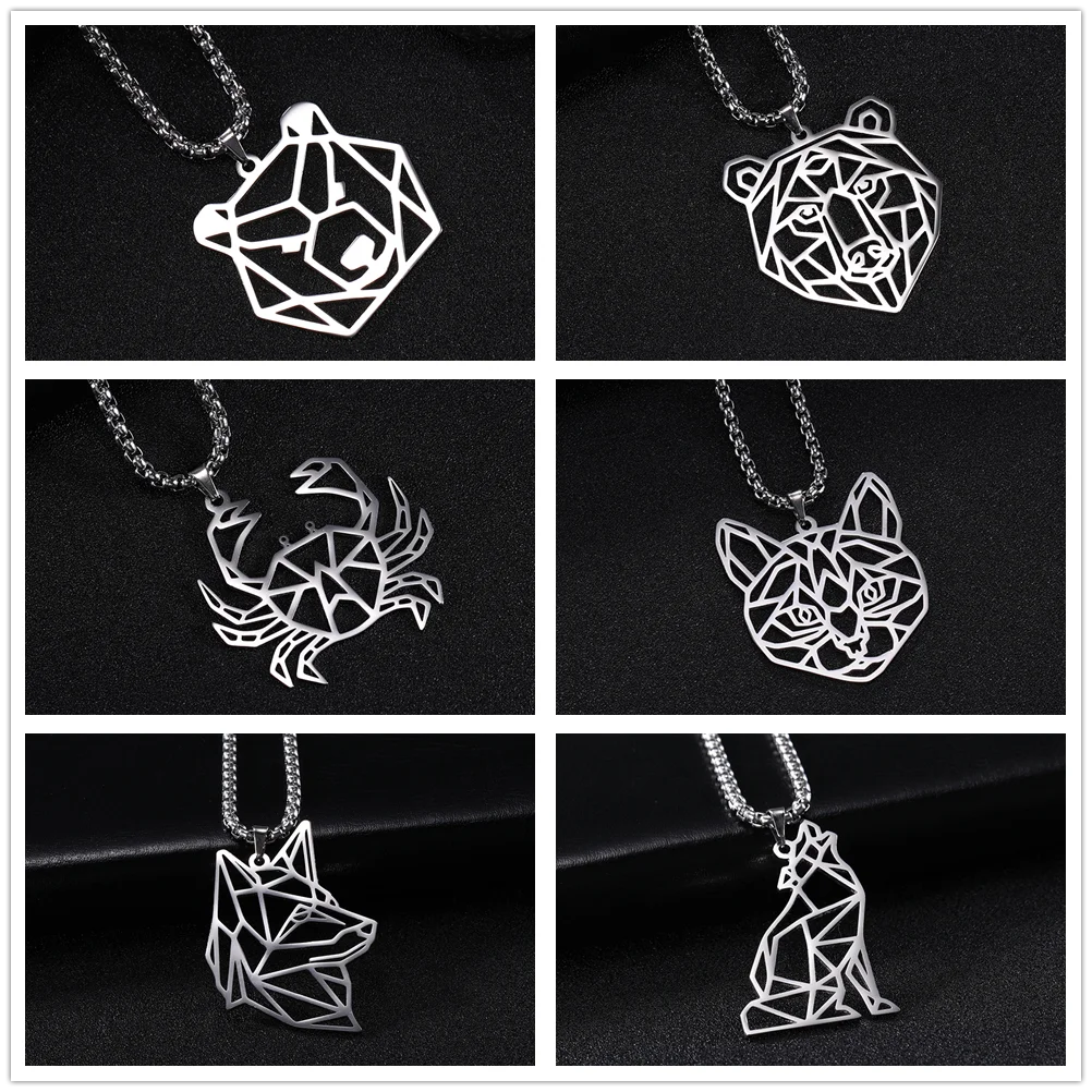 Ожерелье с кулоном в виде животного из нержавеющей стали длинная цепь волком