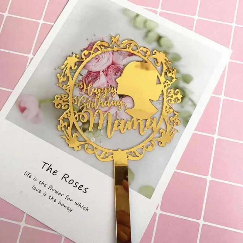 Золотой акриловый топ для торта на день матери флаги топпер мамы украшение