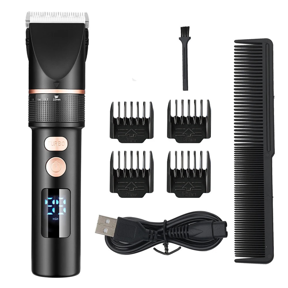 

v hair trimmer USB rechargeable hair clipper haircut machine beard trimmer hair cutter LCD display turbo speed