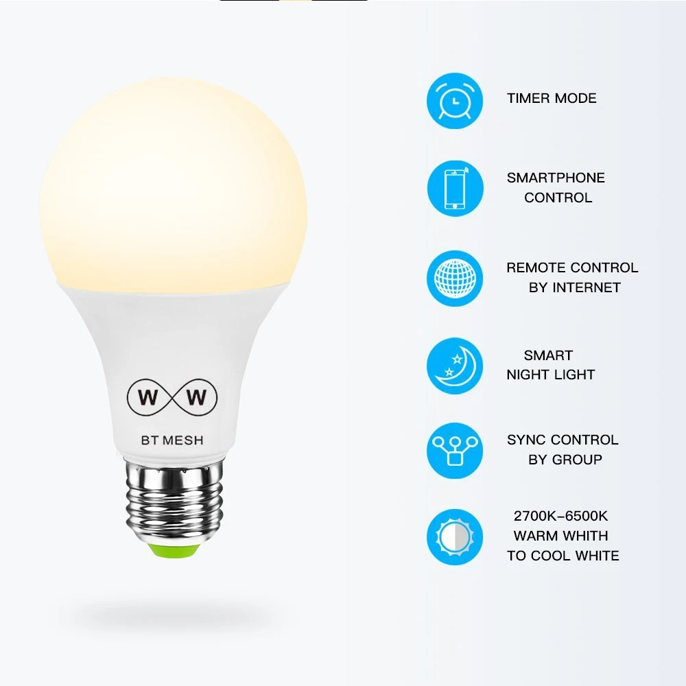 Лампа E27 Smart Light Bulb Dimmable Lamp 4.5W с динамиком, совместимая с Bluetooth, Mesh LED, управляемая смартфоном / пультом дистанционного управления D20.